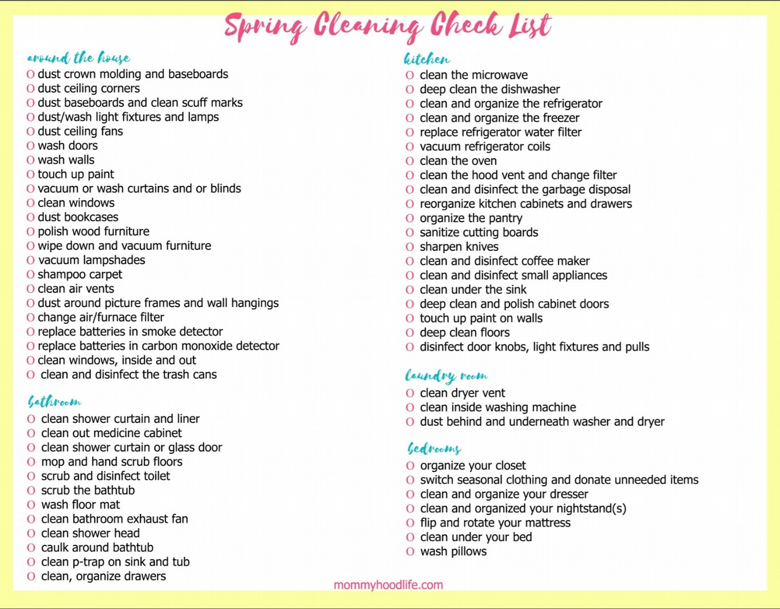 printable spring cleaning Tips for cleaning the Bathroom