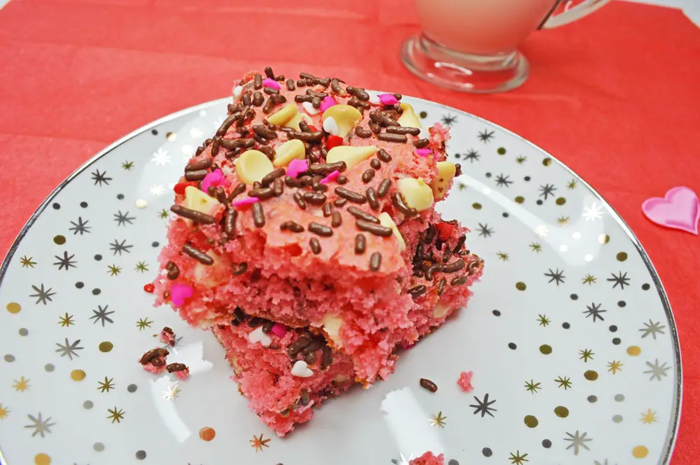 Pink Cake Bars with Toppings for Valentines Day