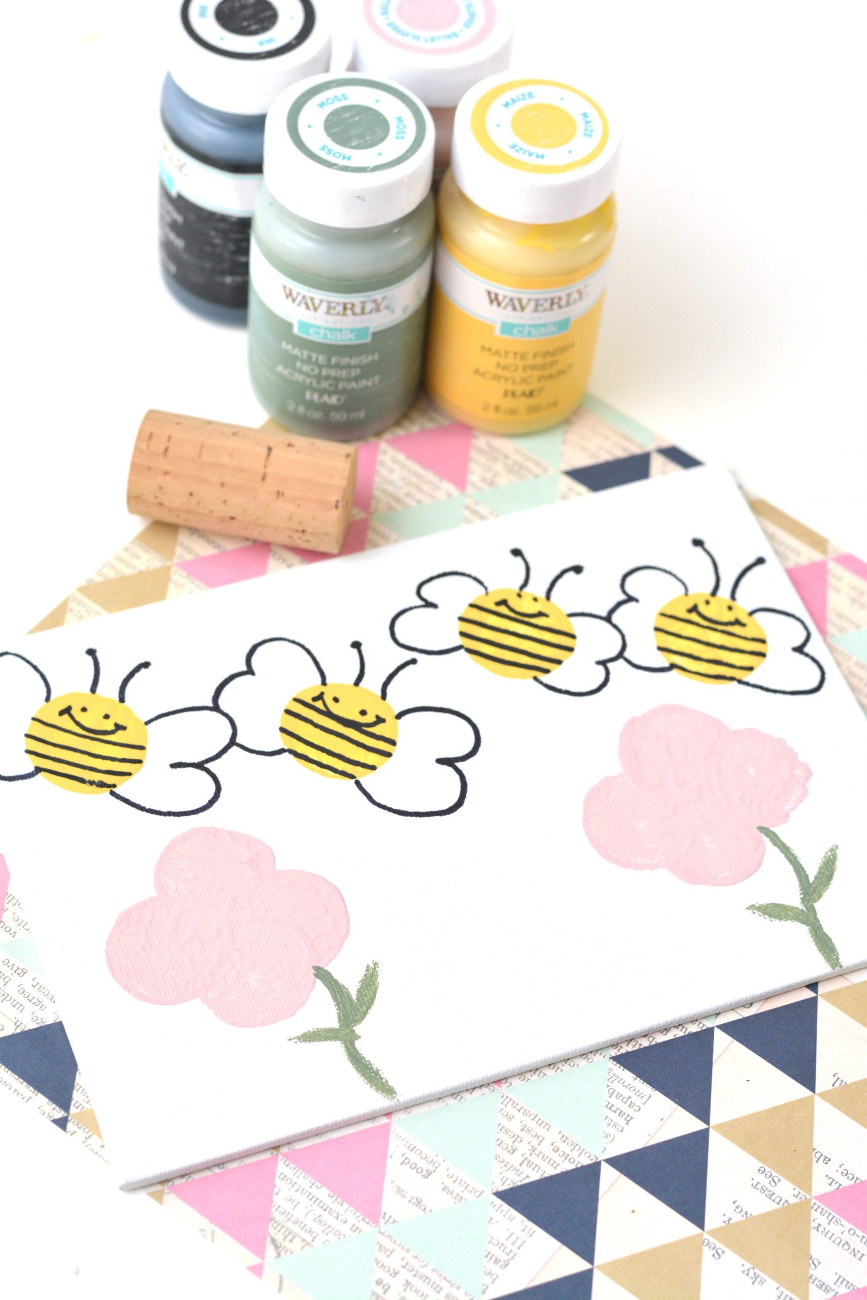 Easy Bumble Bee Wine Cork Painting Craft for Kids