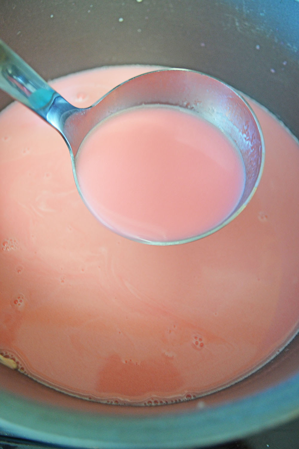 Pink Hot Chocolate in sauce pan
