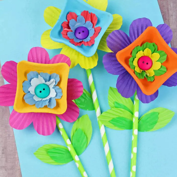 Cupcake Liner Cardboard Easy Flower Craft