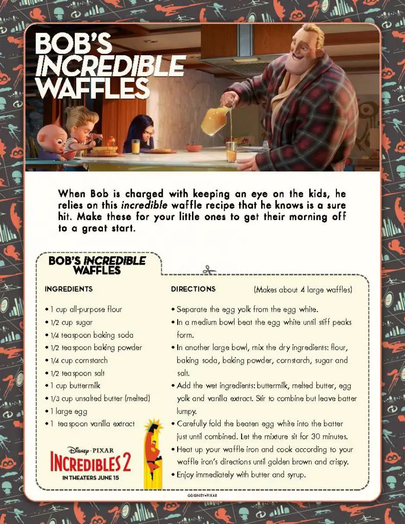 Incredibles 2 Waffle Recipe Printable