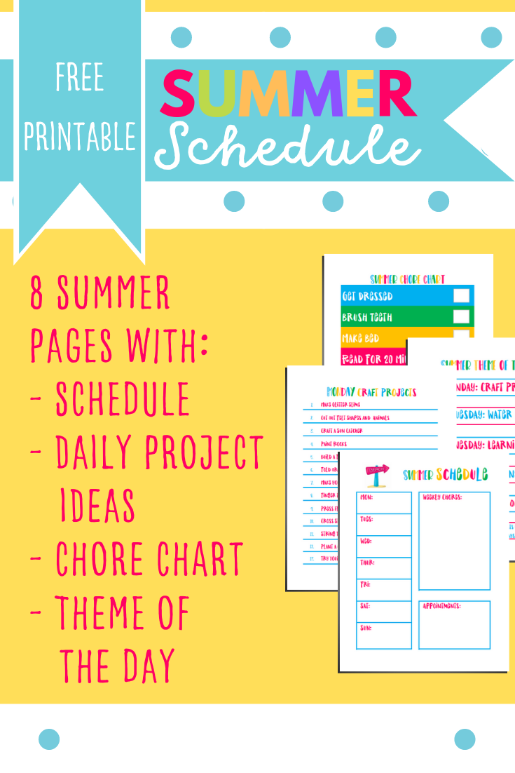 Printable Summer Schedule Planner