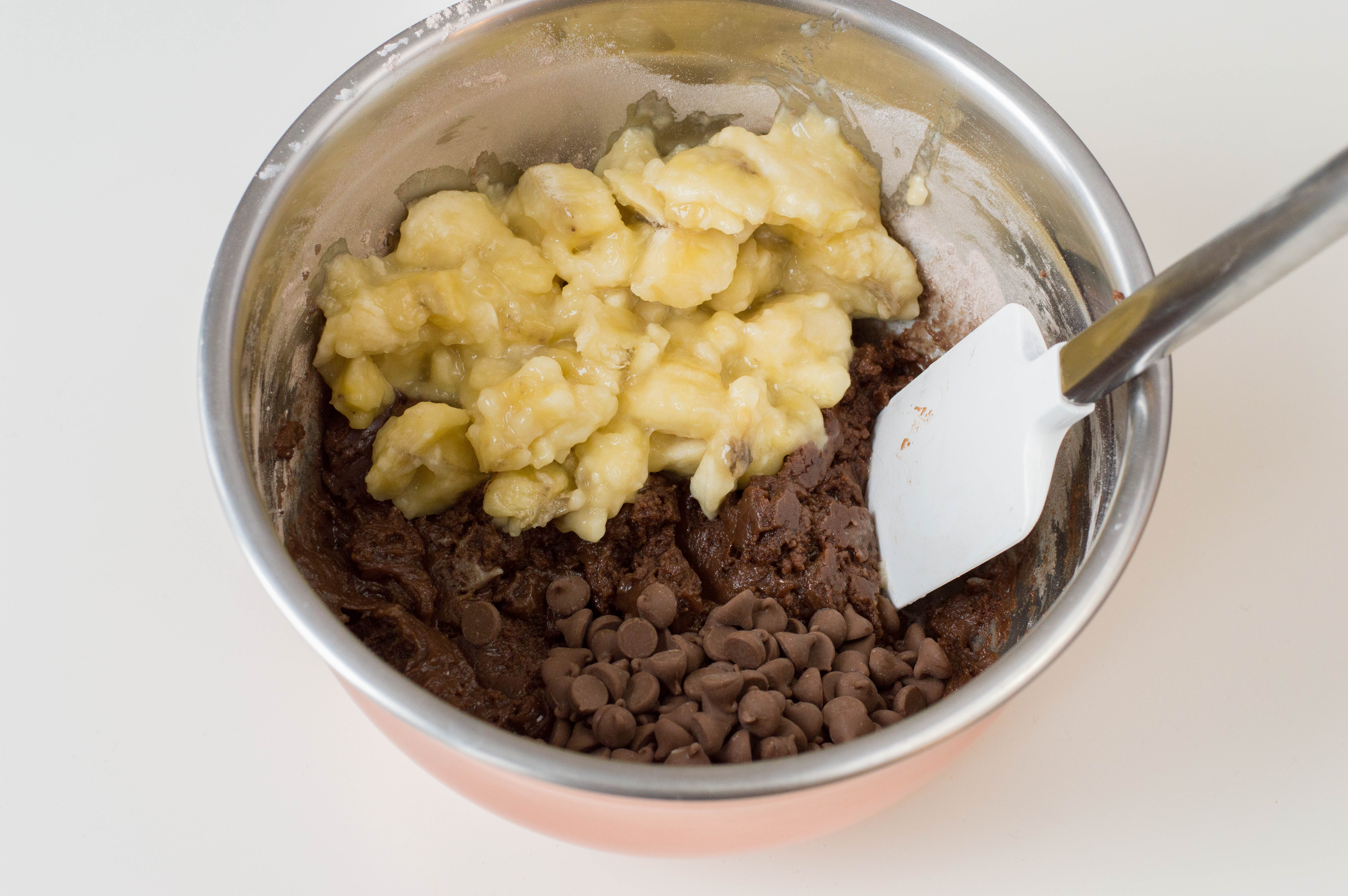 Making Chocolate Banana Muffins Recipe
