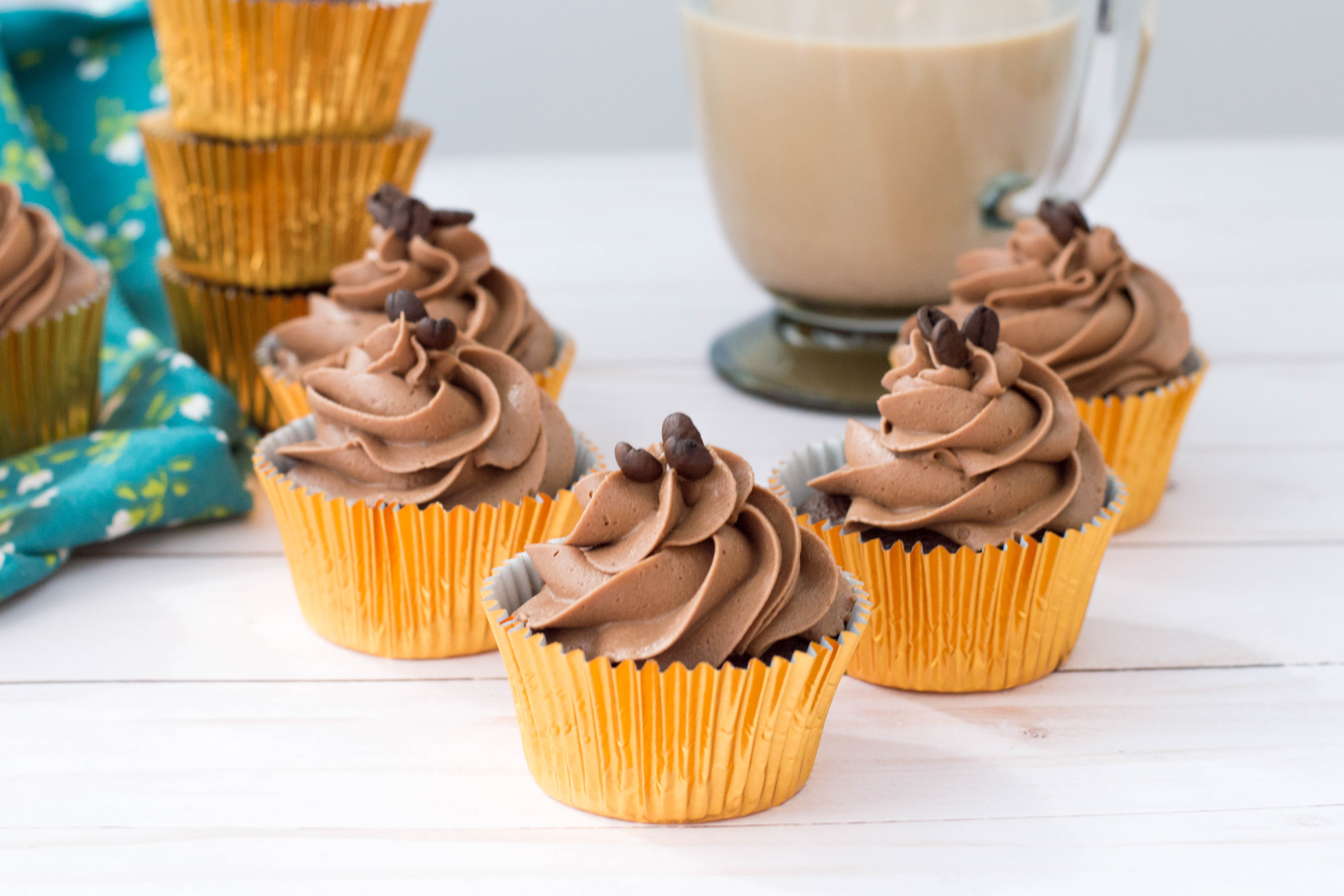 Mocha Cupcakes with Coffee Beans