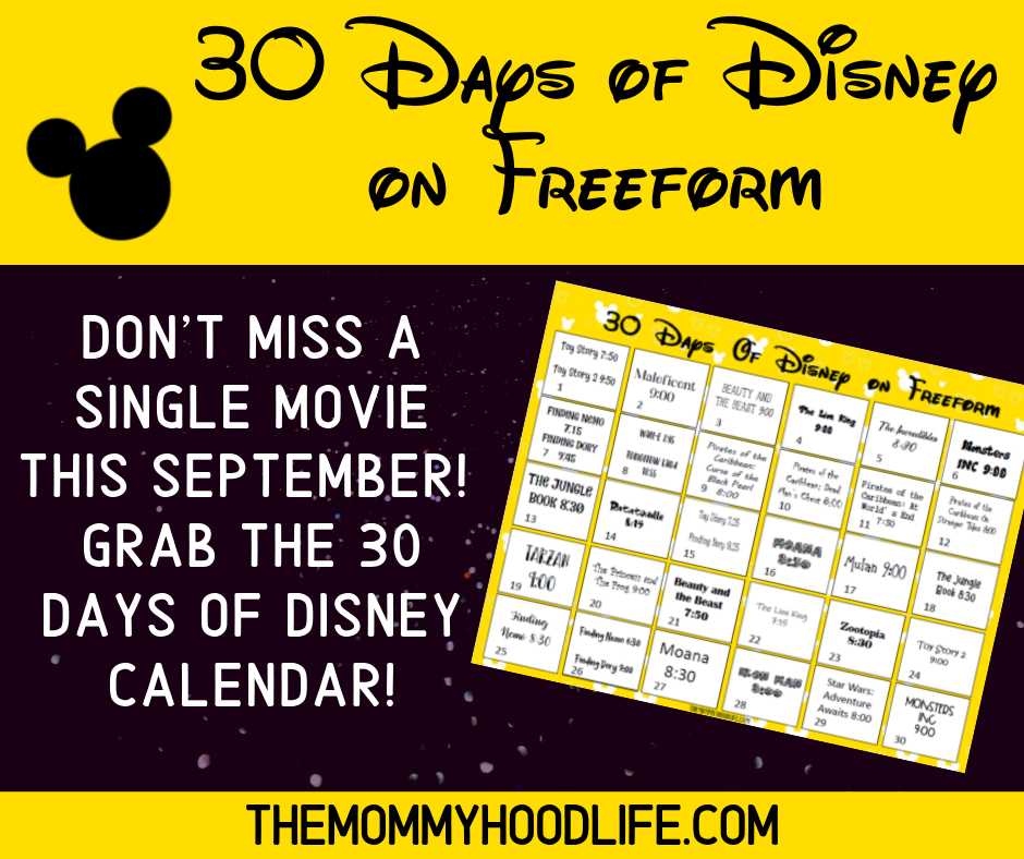 30 Days of Disney on Freeform Schedule with Printable Calendar | The