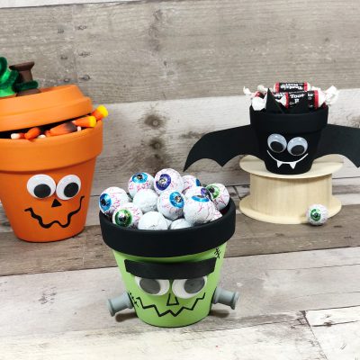 Halloween Crafts with Clay Pots - Make a Pumpkin, Bat, and Frankenstein