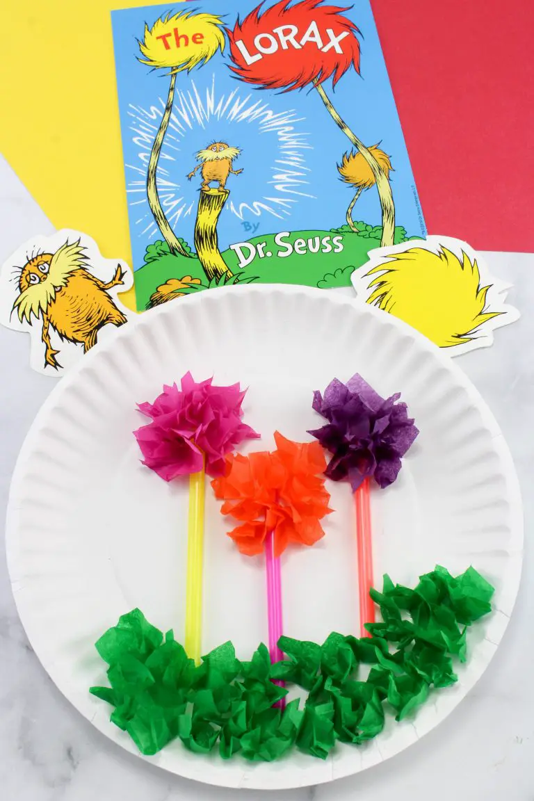 Dr. Seuss The Lorax Truffula Trees Paper Plate Craft