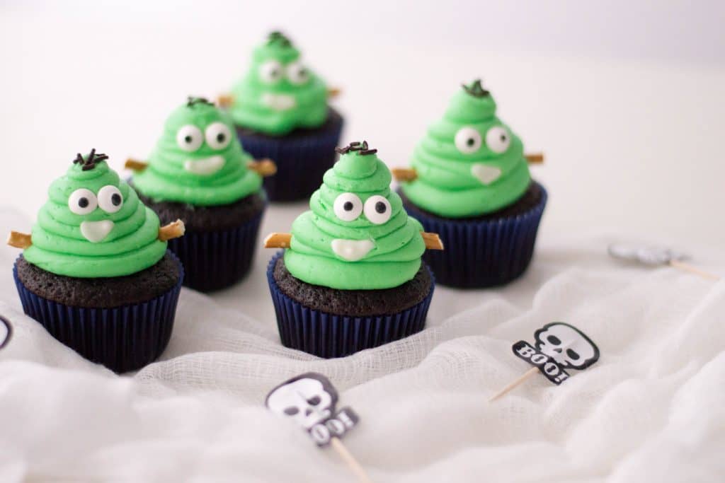 Frankenstein Poop Emoji Cupcakes Recipe for Halloween
