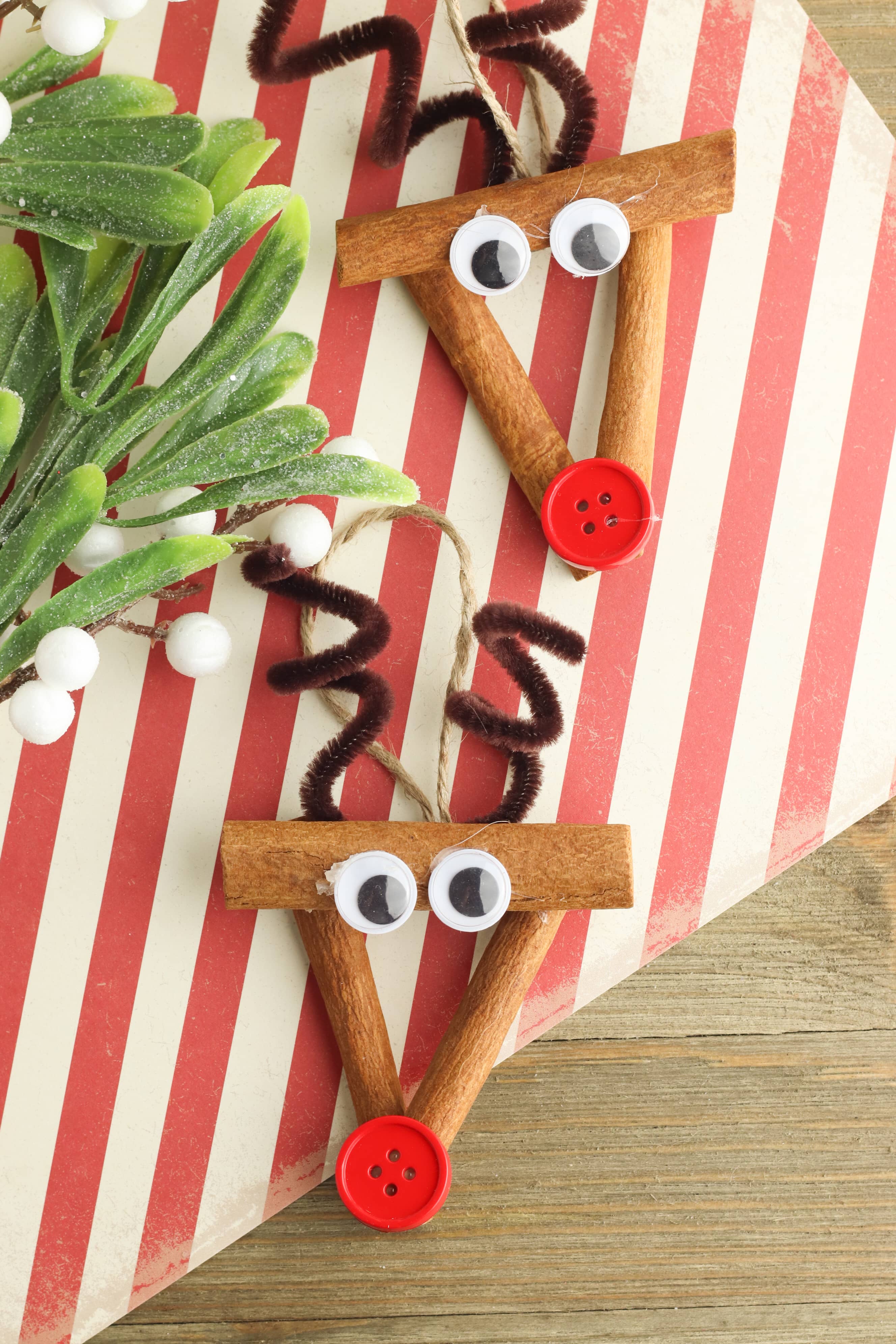 DIY Rudolph Ornament Craft Using Cinnamon Sticks