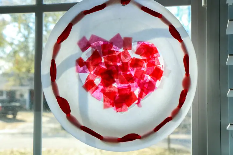 Heart Suncatcher Paper Plate Craft for Kids