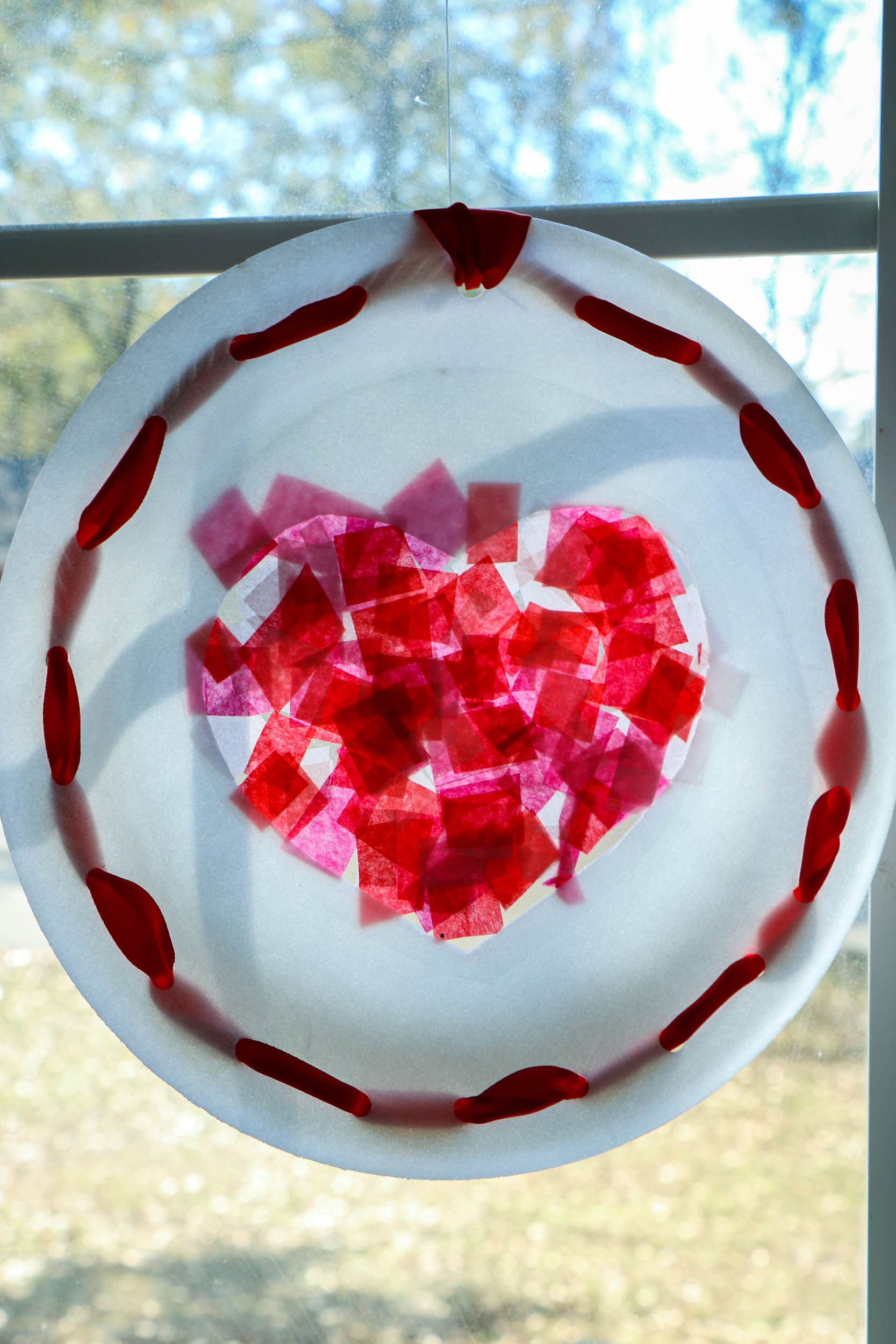 Heart Suncatcher Paper Plate Craft for Kids